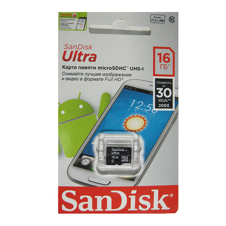 SanDisk MicroSDHC 16Gb Cl.10 Ultra 30Mb/s