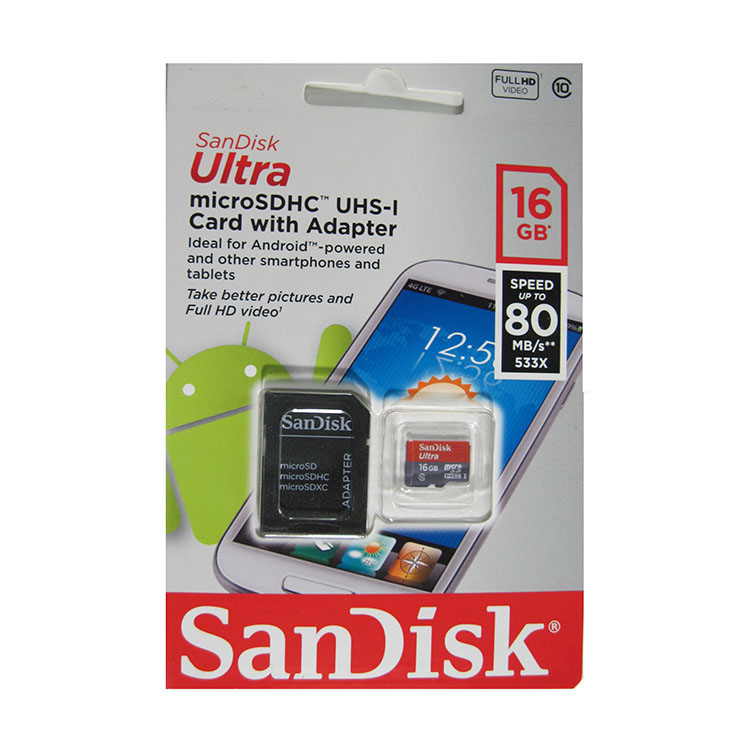 SanDisk MicroSDHC 16Gb Cl.10 Ultra 80Mb/s